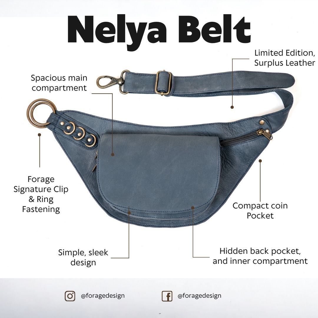 Leather Nelya Belt | Stone Blue