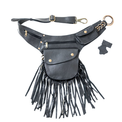 Leather Tassel Belt - Black
