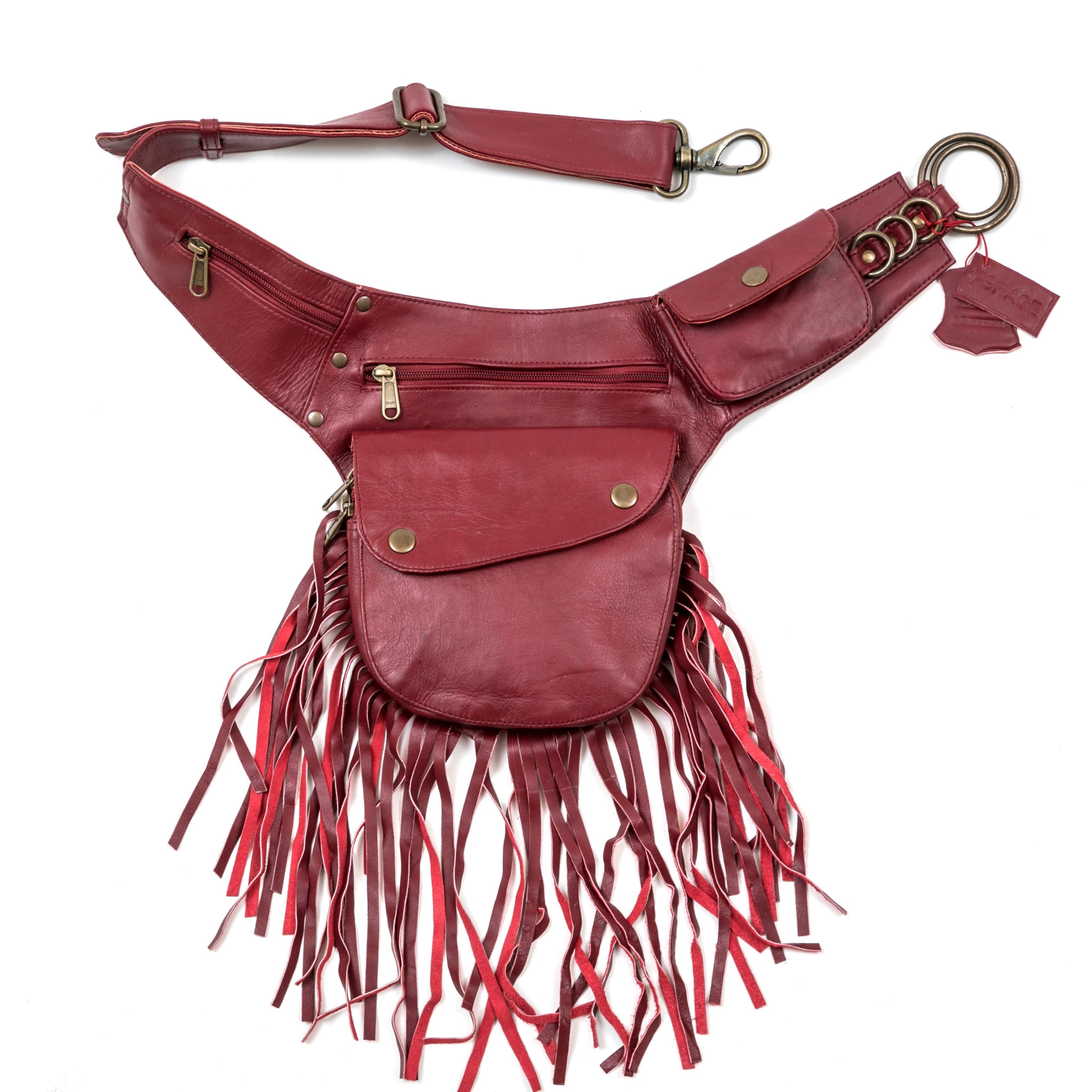 Leather Tassel Belt Deep Cherry ForageDesign