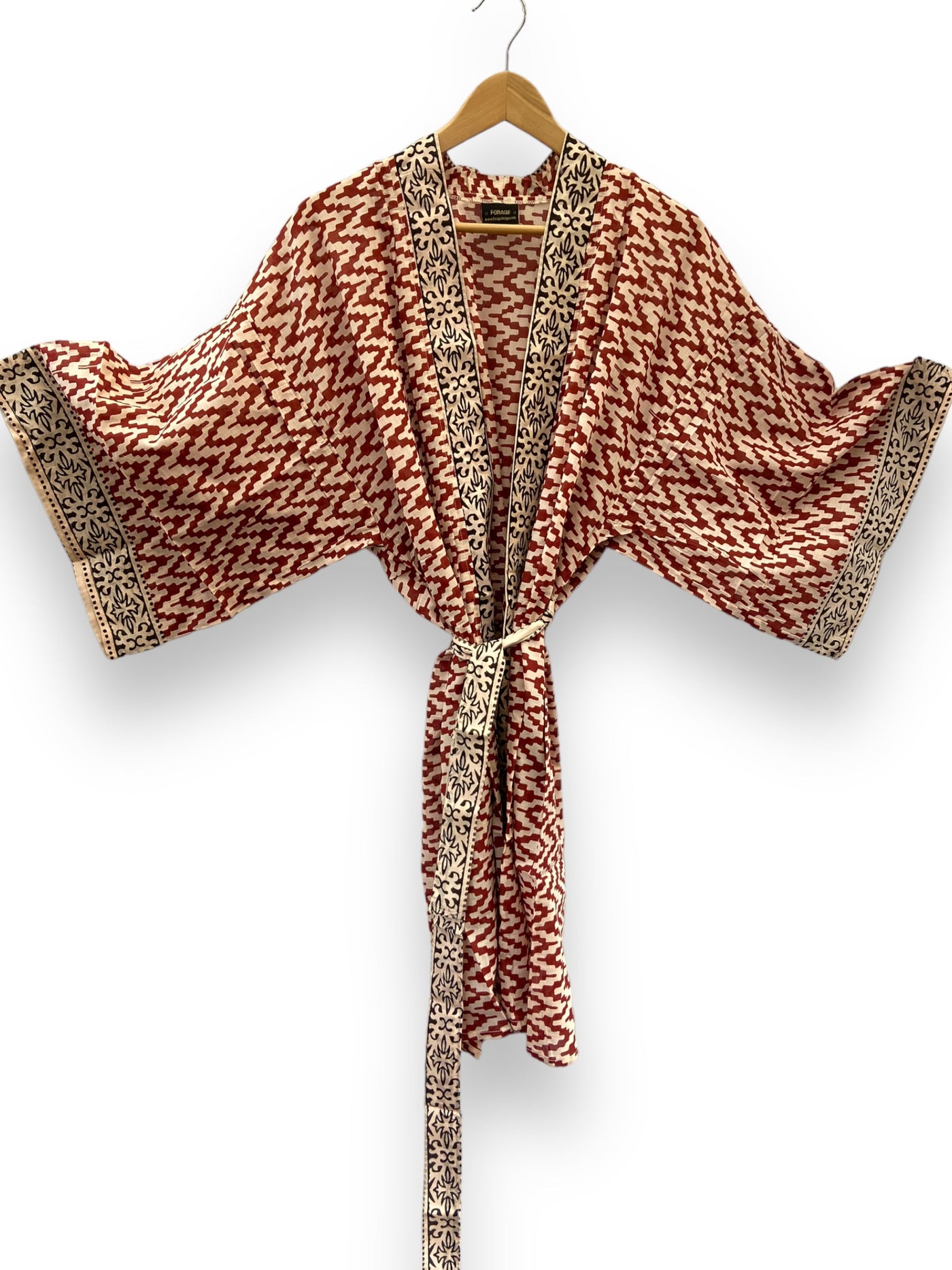 Ex Display |  Block Print Kimono - Mahogany Tones
