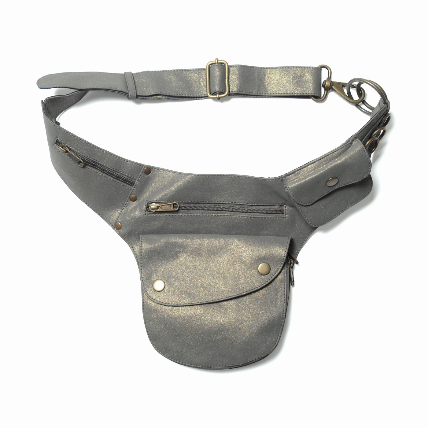 Leather Hip Bag | Glitter Grey