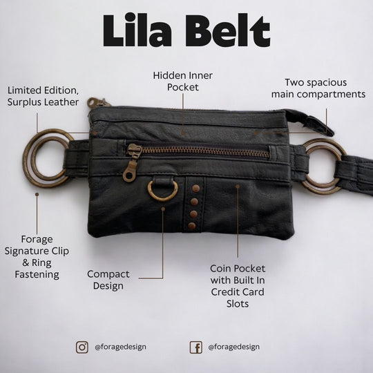バッグ fringe double pocket leather belt Women's black leather fringed 1440 Belt Pocket bag