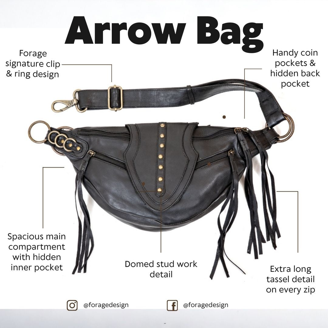 Leather Arrow Bag | Almond Tan