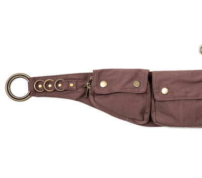 Light Cotton Three Pocket Belt - Brown