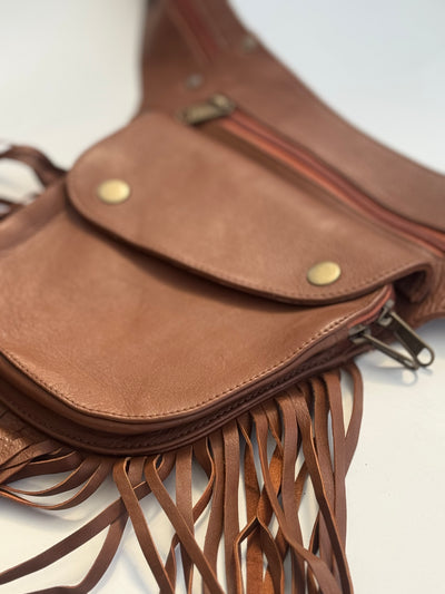 Leather Tassel Belt - Cinnamon