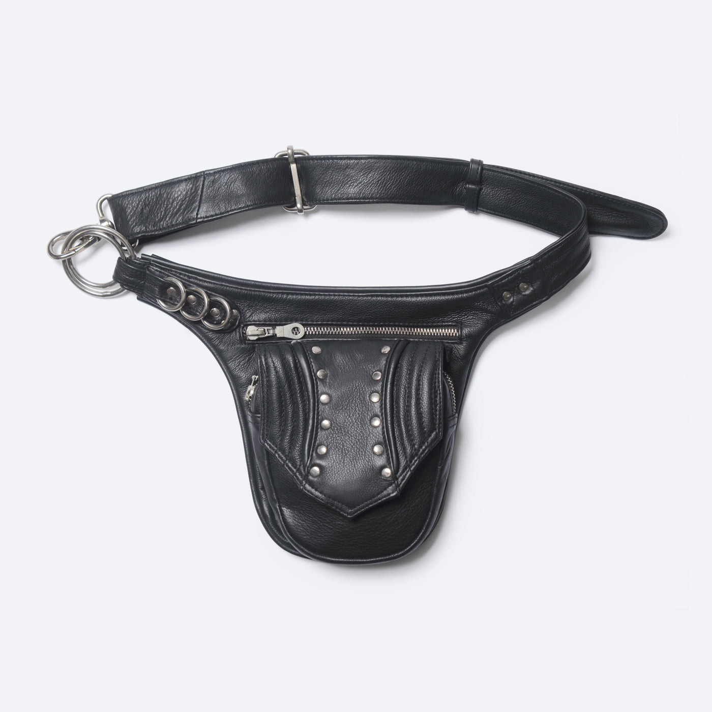 Leather Trapp Belt - Black & Silver Hardware