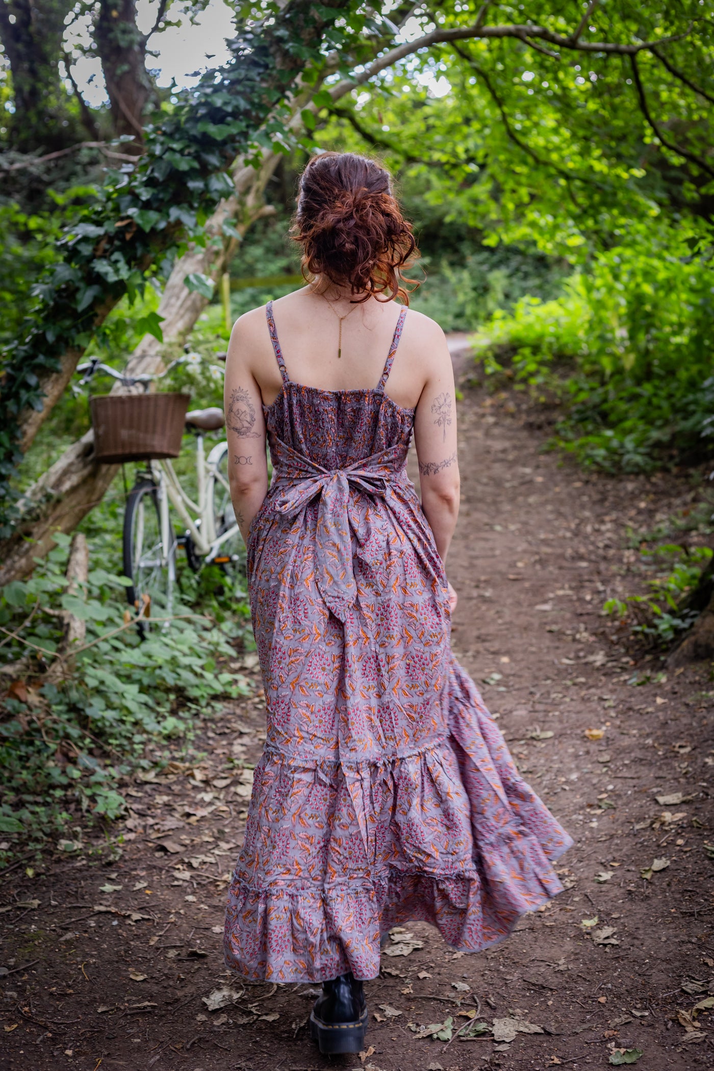 Liora Dress | Block Print Cotton | Dusky Pink Seedhead