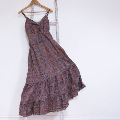 Liora Dress | Block Print Cotton | Dusky Pink Seedhead