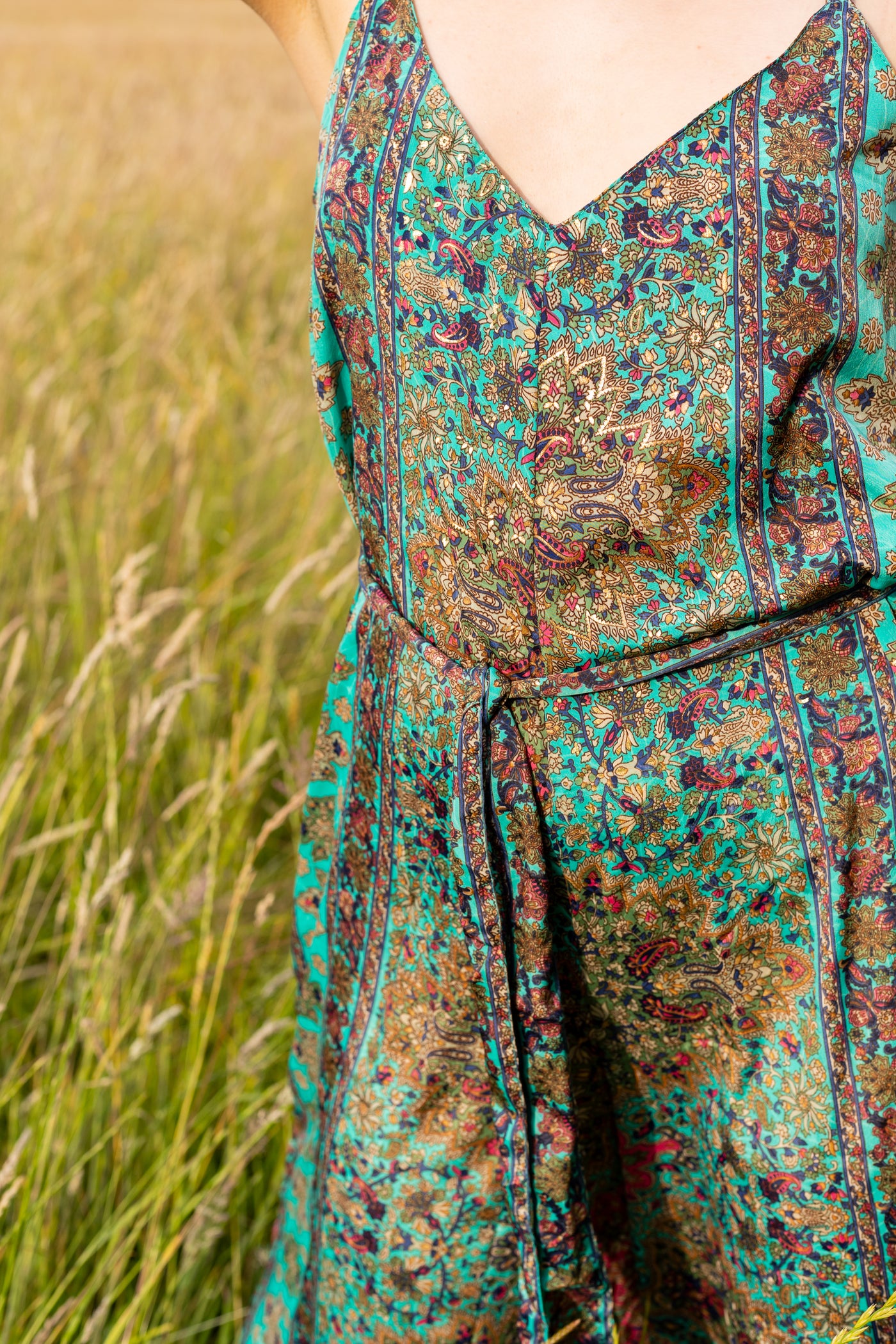 Selene Wide Leg Jumpsuit | Turquoise Tapestry