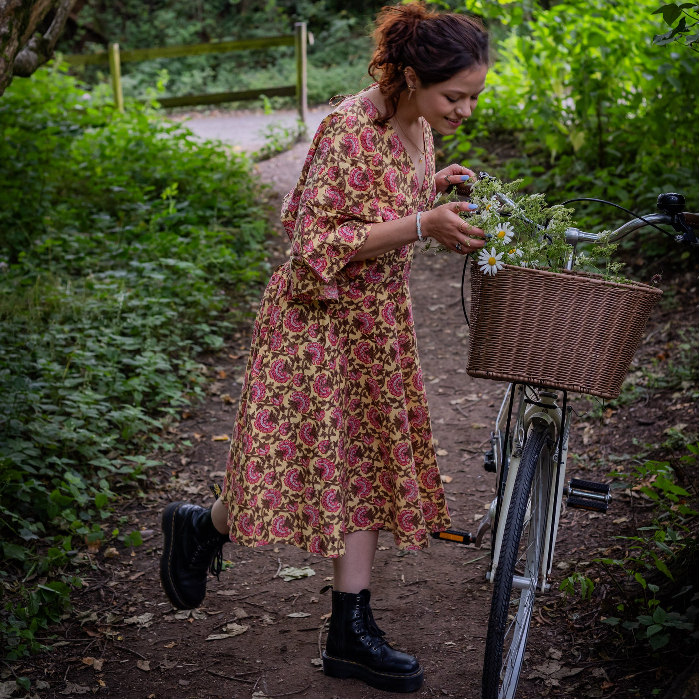 Thalia Dress | Block Print Cotton | Sunshine Peony