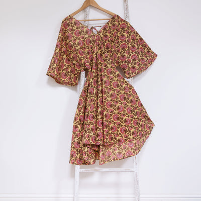 Thalia Dress | Block Print Cotton | Sunshine Peony