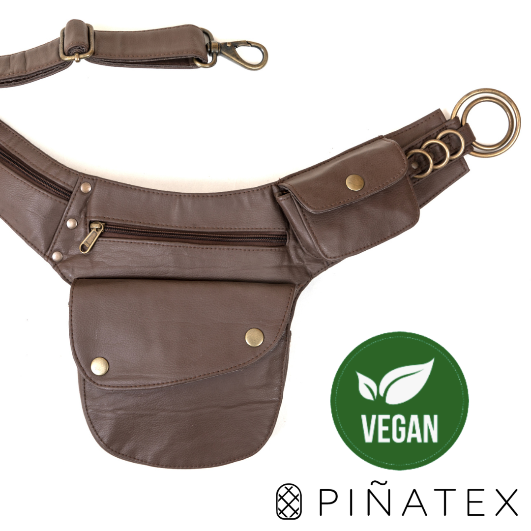 Piñatex Vegan Leather Hip Bag - Chestnut Brown