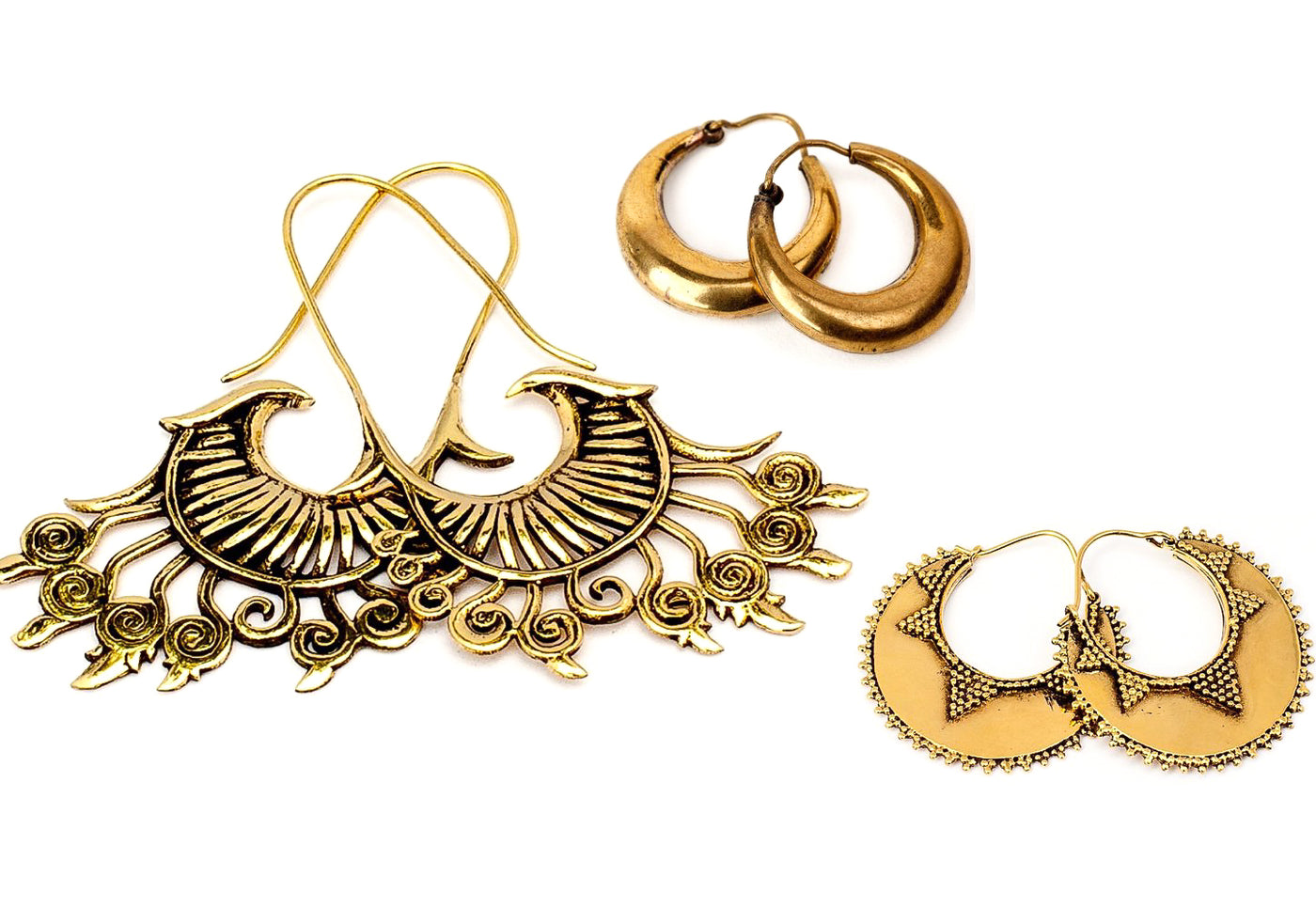 Three Peice Brass Earring Set - ForageDesign