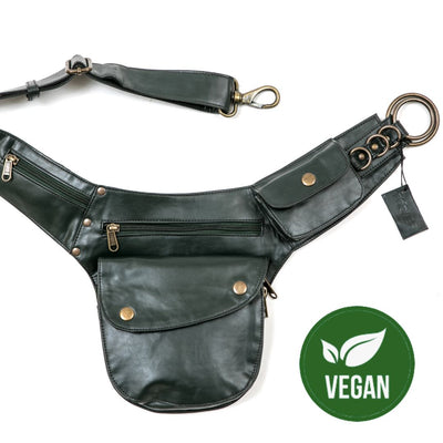 Vegan Leather Hip Bag - Pewter Green