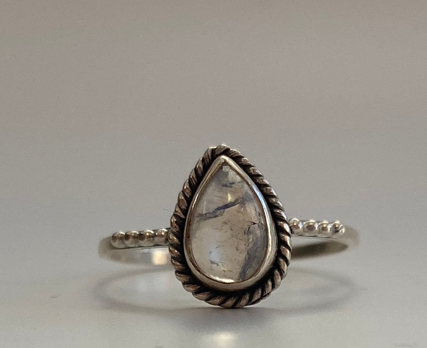 Teardrop Moonstone Ring  - P/Q