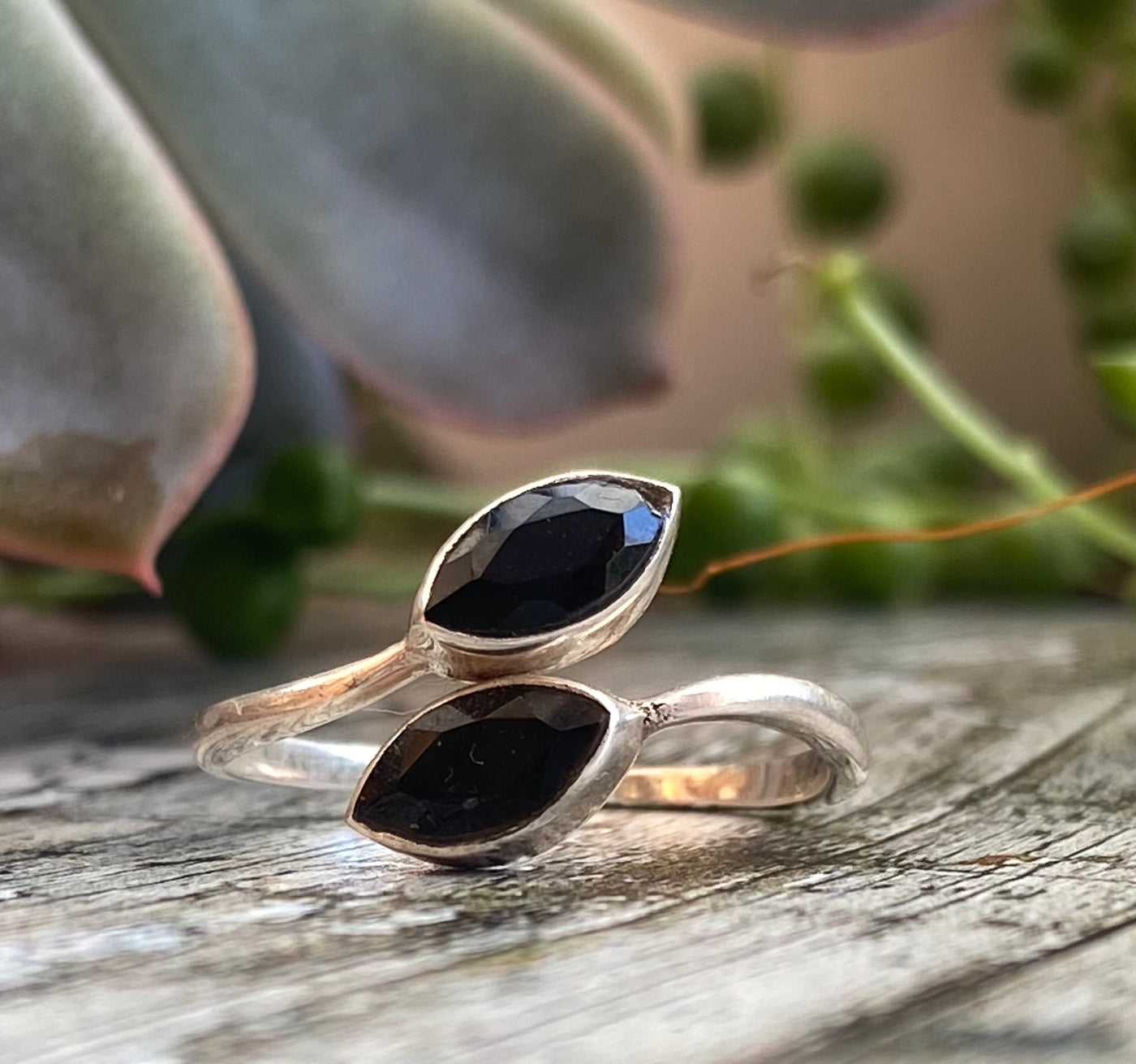Adjustable Cut Onyx Ring