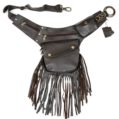 Leather Tassel Belt - Dark Brown