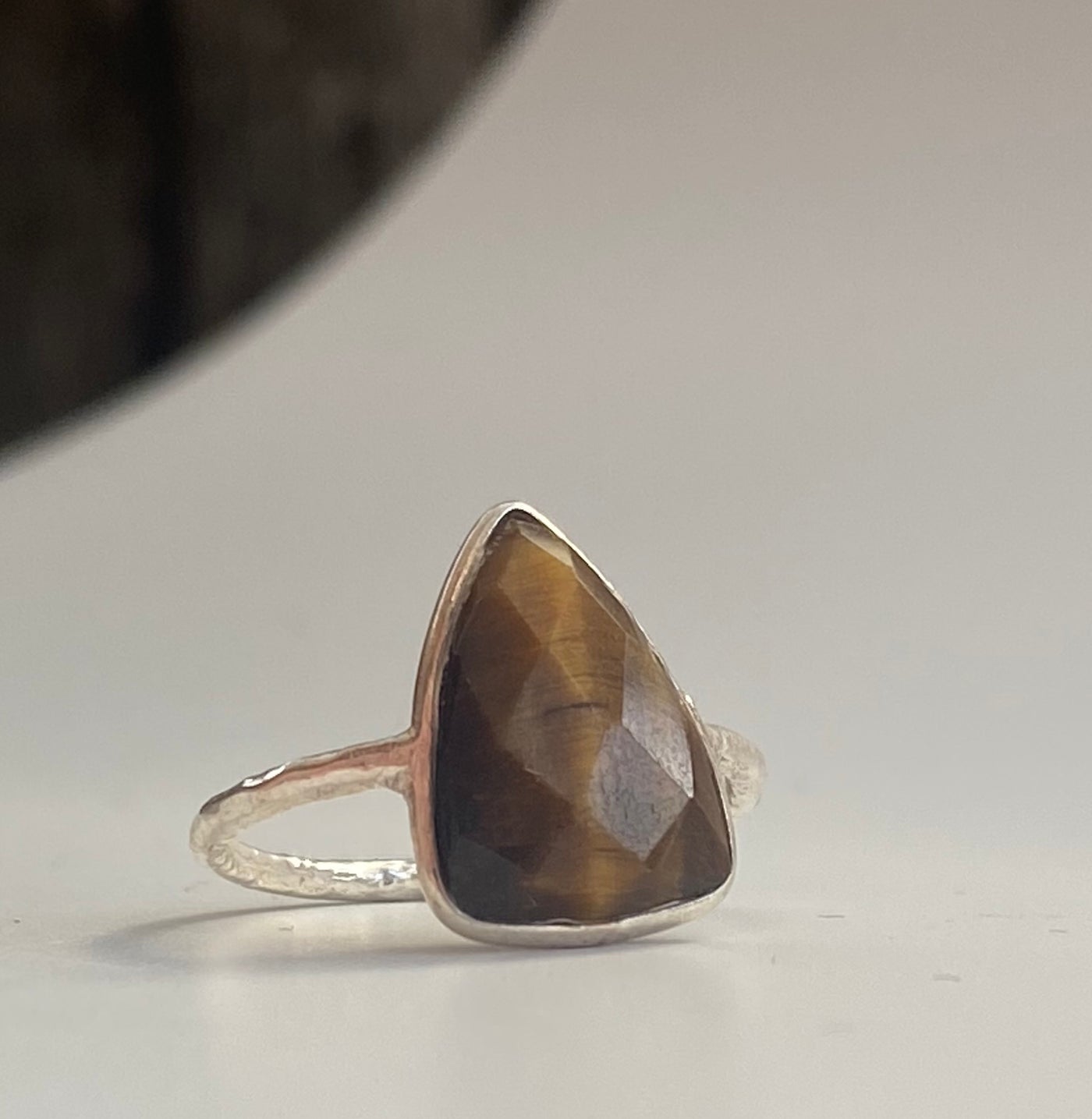 Tri Ring with Cut Tigers Eye-  M