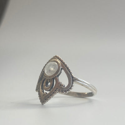 Lotus Ring with Moonstone - P/Q