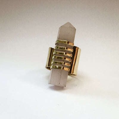Rose Quartz Adjustable Scepter Ring - ForageDesign