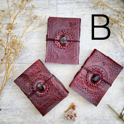 Leather Bound Book with Gemstone Detail - ForageDesign