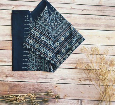 Blue Block Print Cotton Wrap - ForageDesign