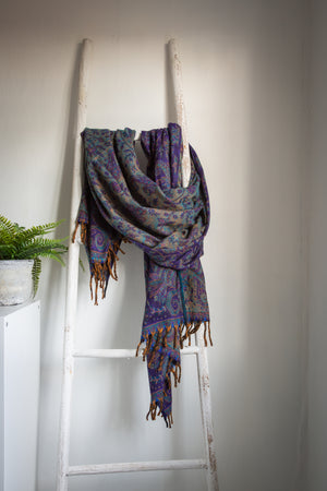 Purple Paisley Blanket Scarf - ForageDesign