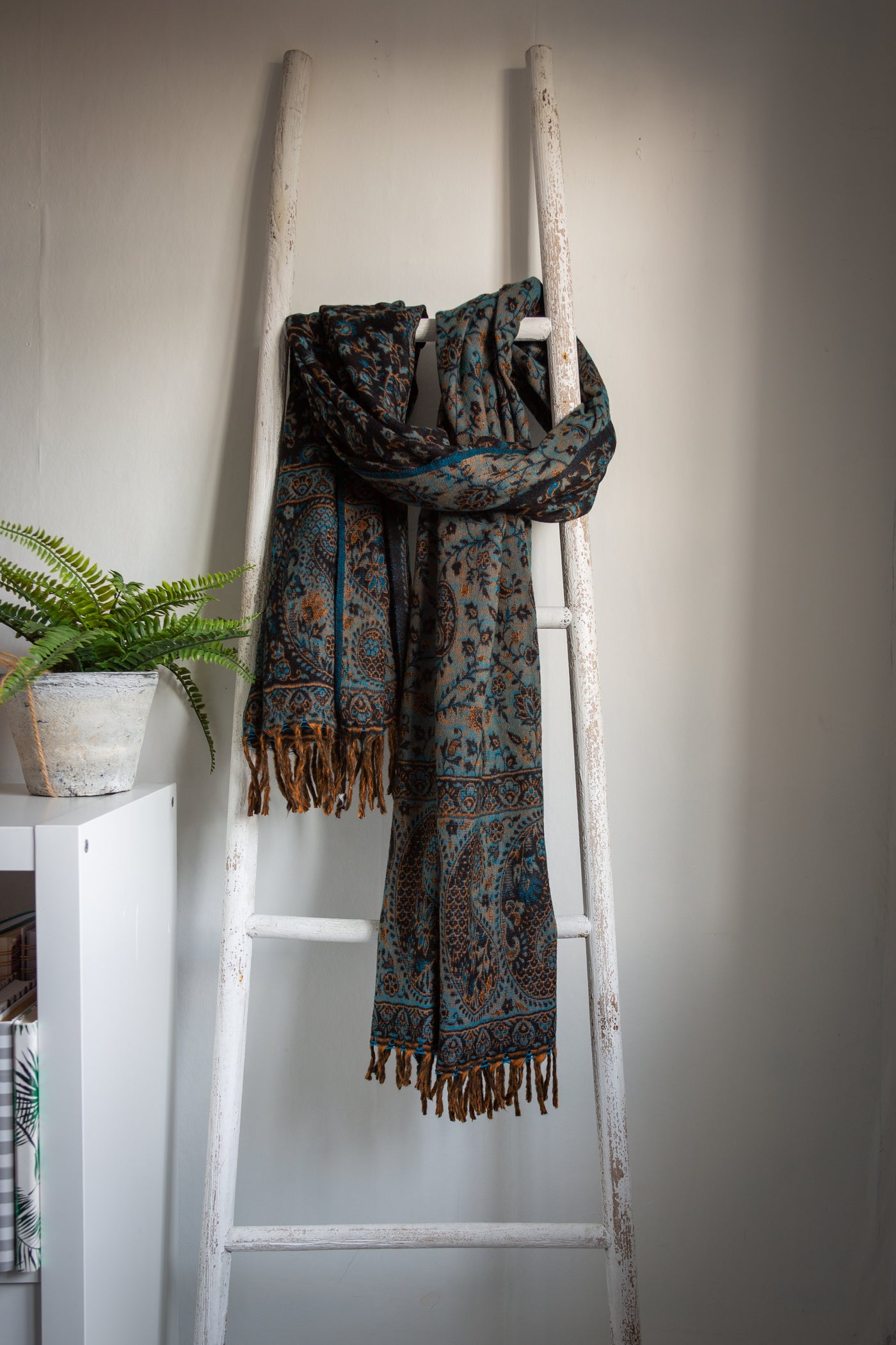 Grey Paisley Blanket Scarf - ForageDesign