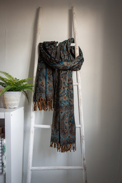 Grey Paisley Blanket Scarf - ForageDesign