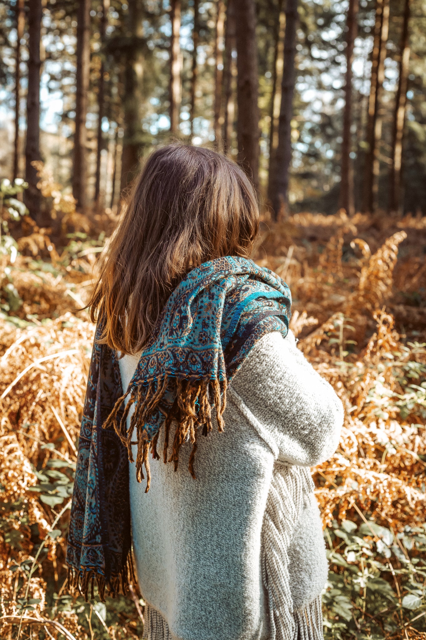 Grey Paisley Blanket Scarf - ForageDesign