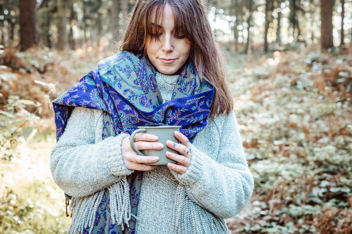 Purple Paisley Blanket Scarf - ForageDesign