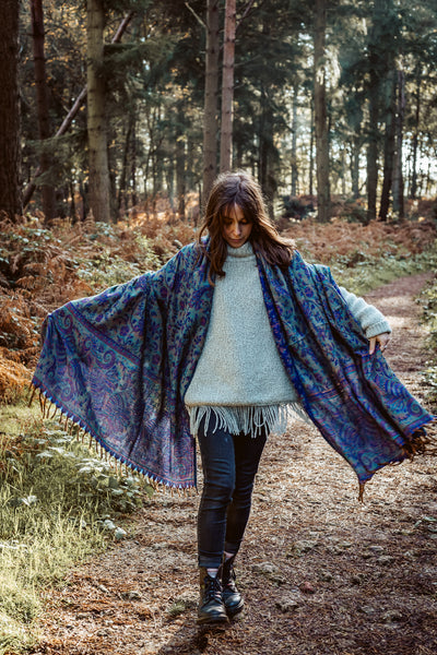 Purple Paisley Blanket Scarf - ForageDesign