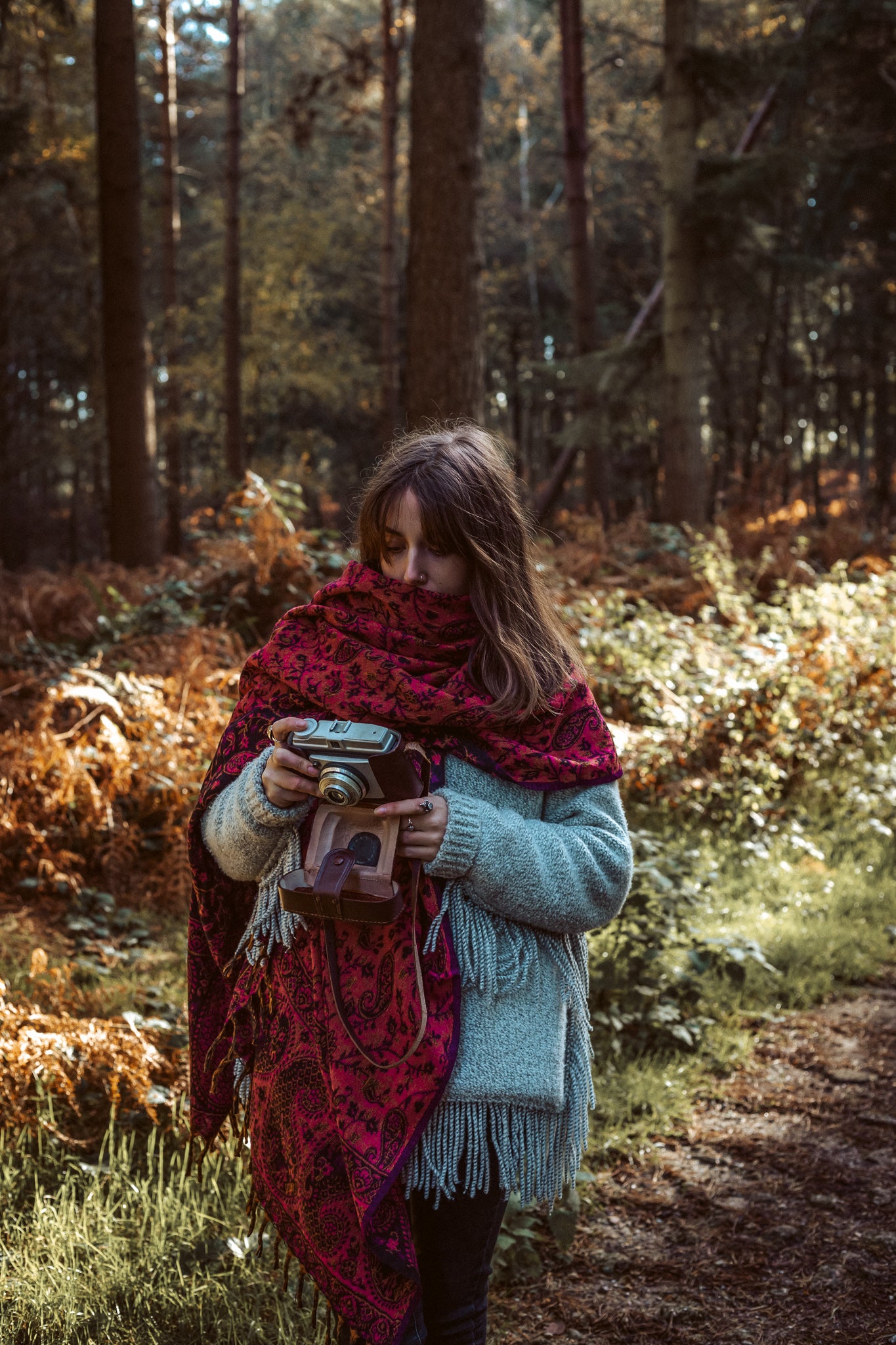 Red Paisley Blanket Scarf - ForageDesign