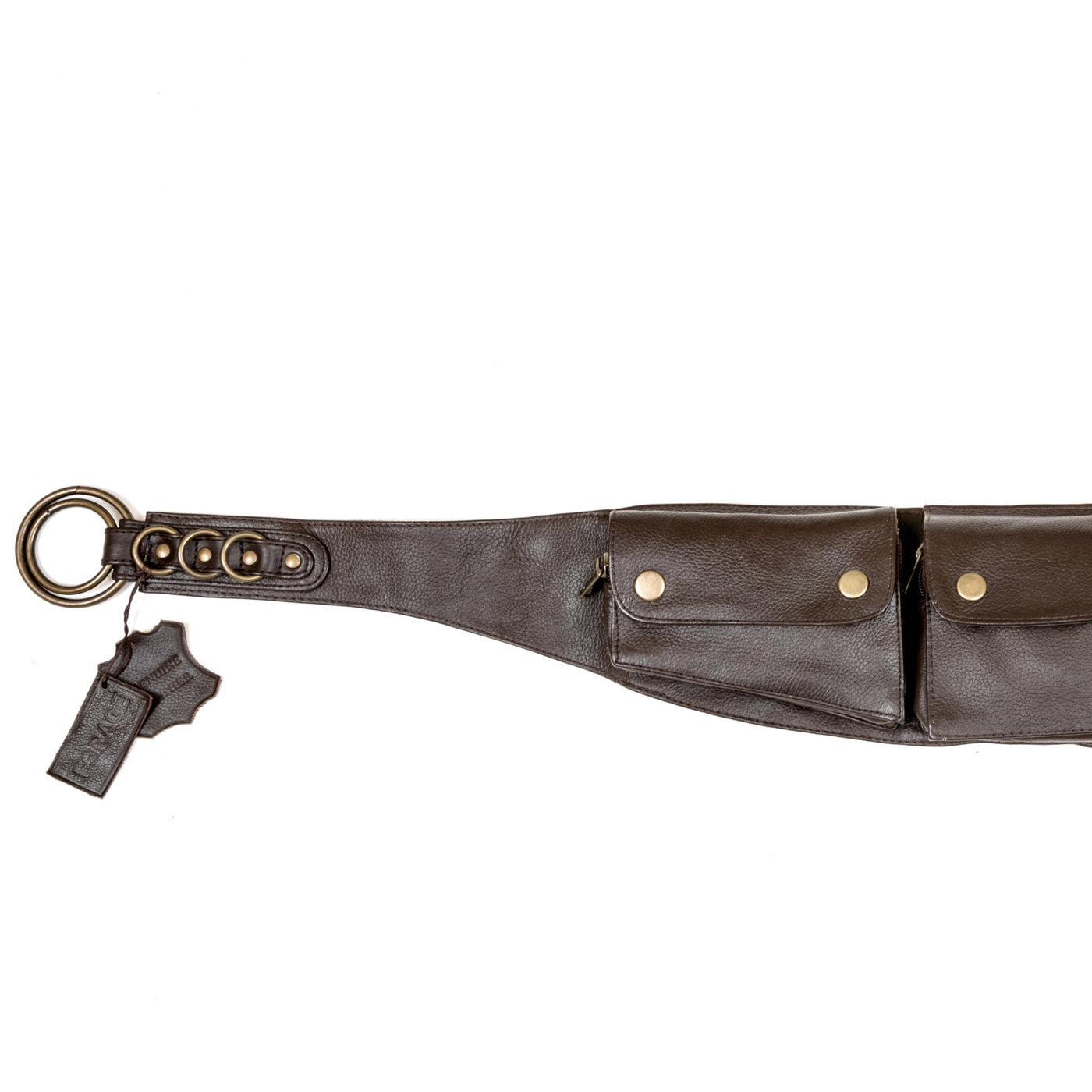 Long Leather Three Pocket Belt | Falcon Brown