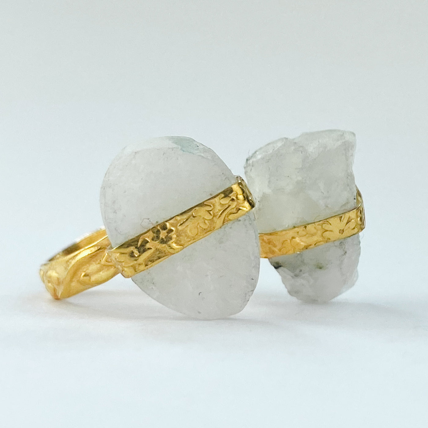 18k Gold Plated Ring | Raw Moonstone - ForageDesign