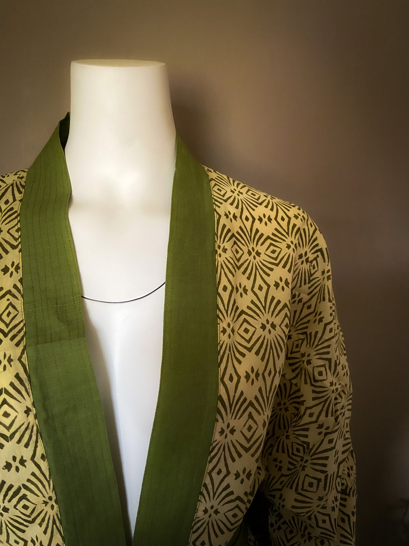 Geometric Block Print Kimono - Pistachio - ForageDesign