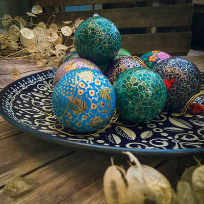 Hand Painted Luxury Baubles - Cool Tones - ForageDesign