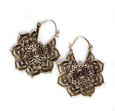 Brass Mandala Hoop Earrings - ForageDesign
