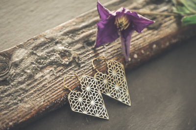 Brass Geometric Triangle Drop Earrings - ForageDesign