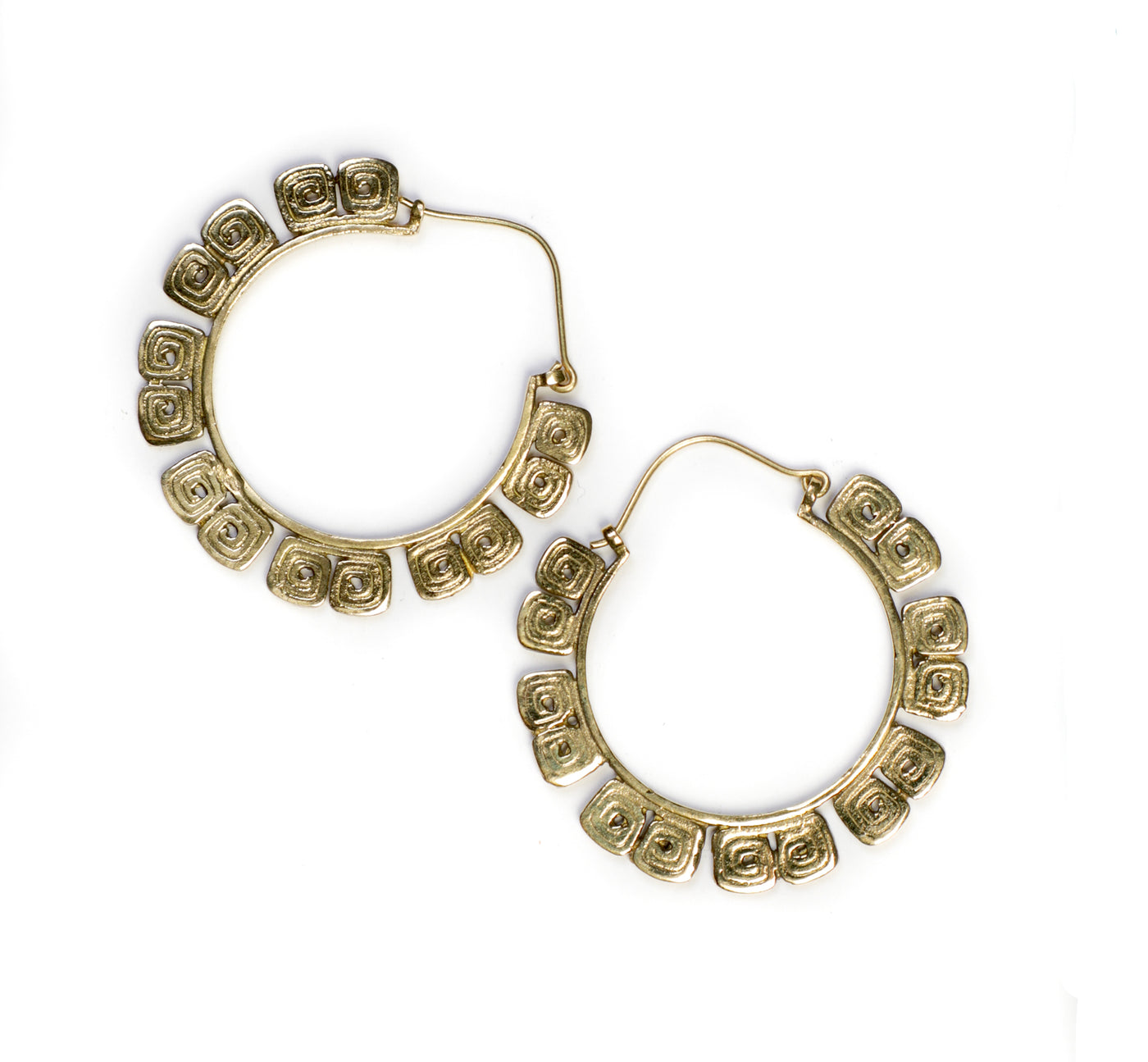 Brass Hammered Hoop Earrings - ForageDesign