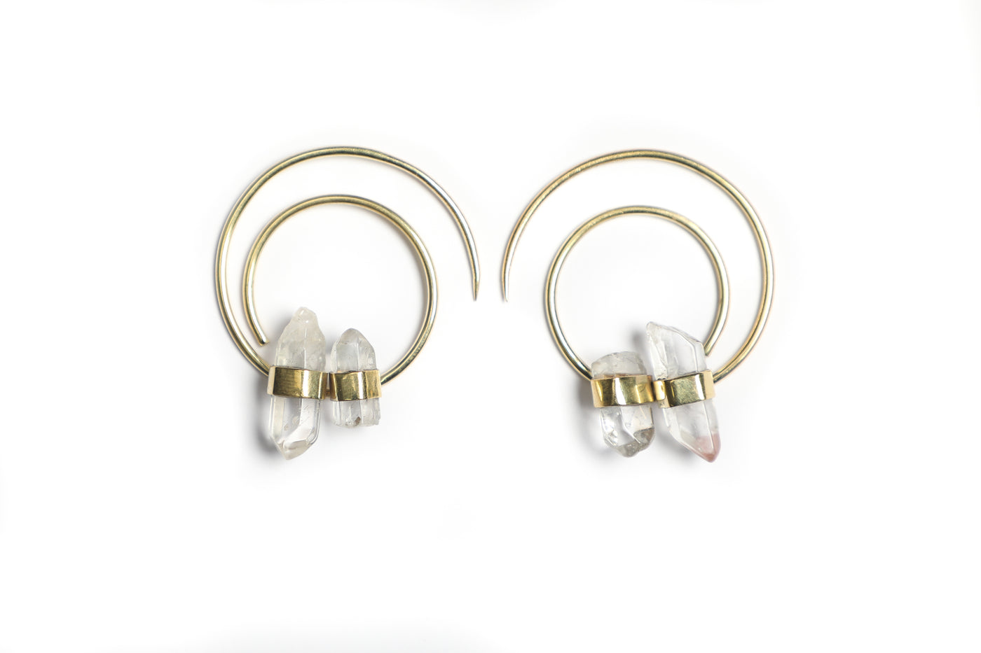 Quartz Crystal Double Spiral Earrings - ForageDesign