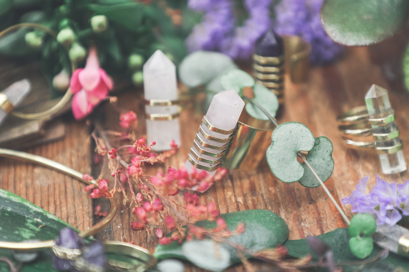 Rose Quartz Adjustable Scepter Ring - ForageDesign