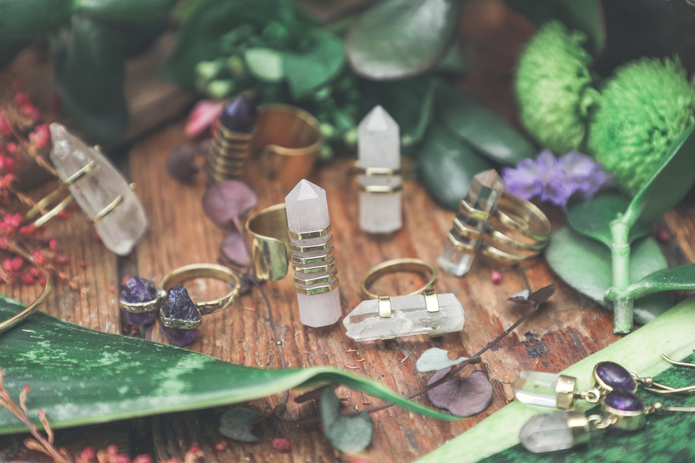 Rose Quartz Adjustable Scepter Ring - ForageDesign