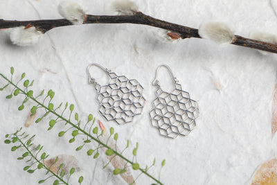 Silver Geometric Hoop Earrings - ForageDesign