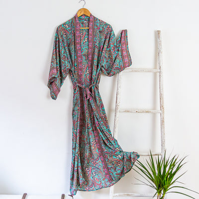 Long Floaty Kimono | Dix Blue & Pink