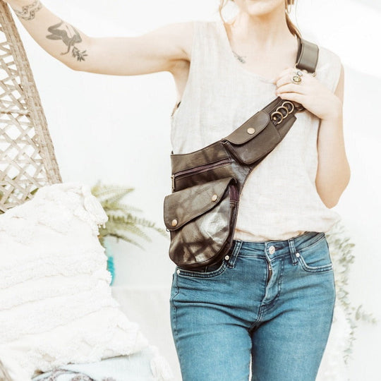 Leather Hip Bag Falcon Brown