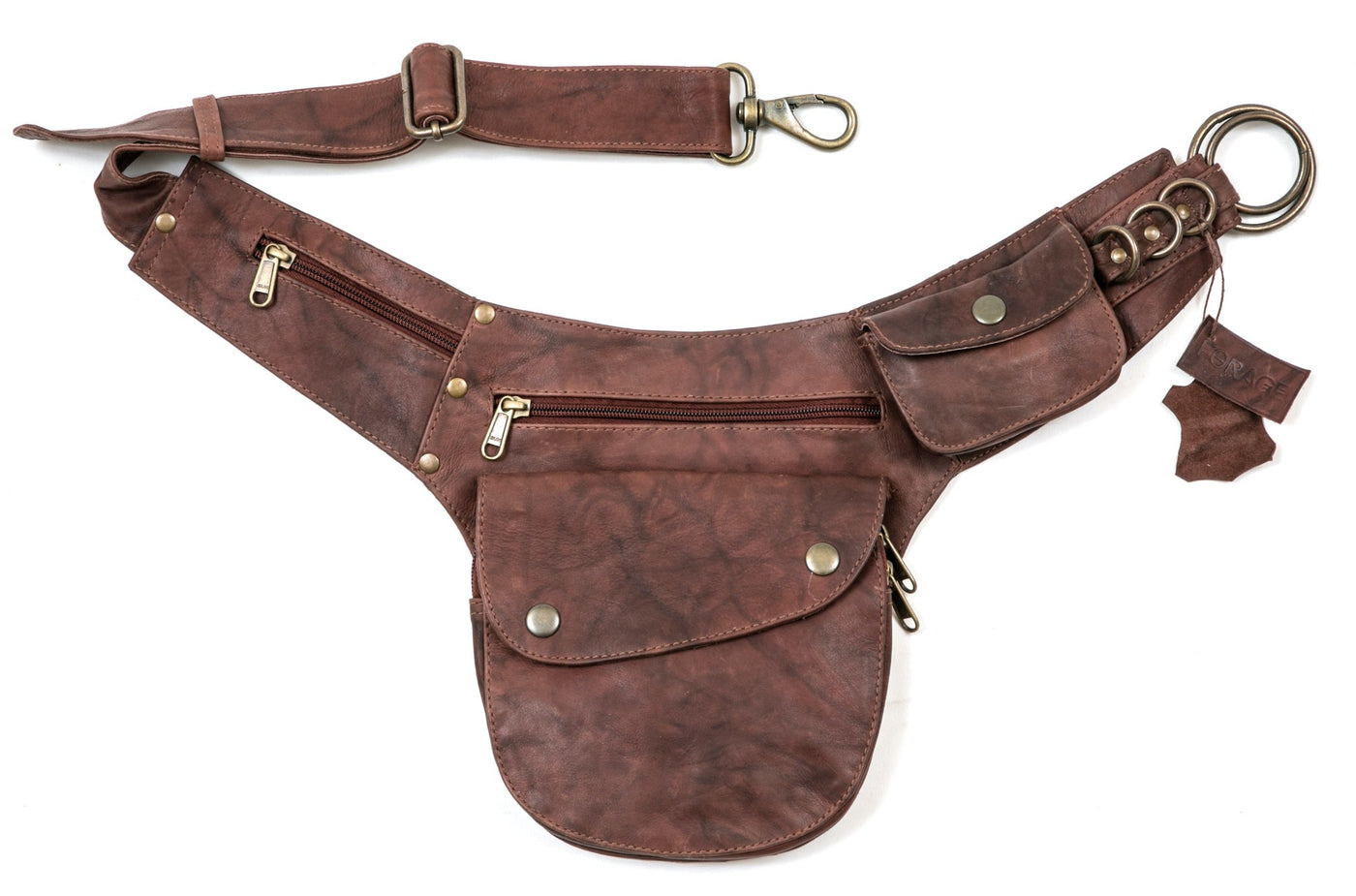 Leather Hip Bag - Mottled Brown