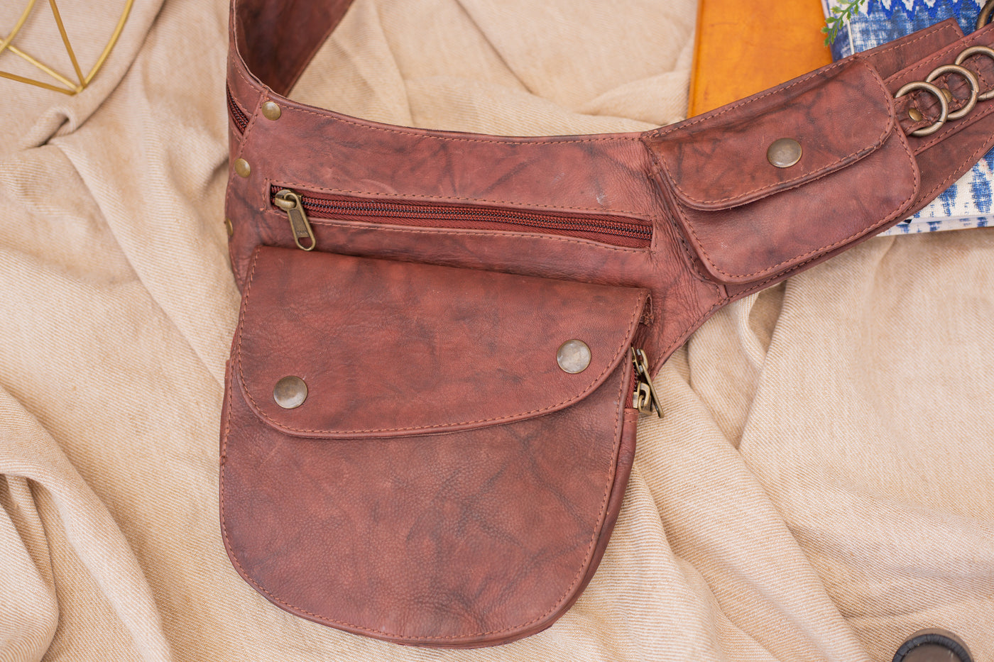 Leather Hip Bag - Mottled Brown