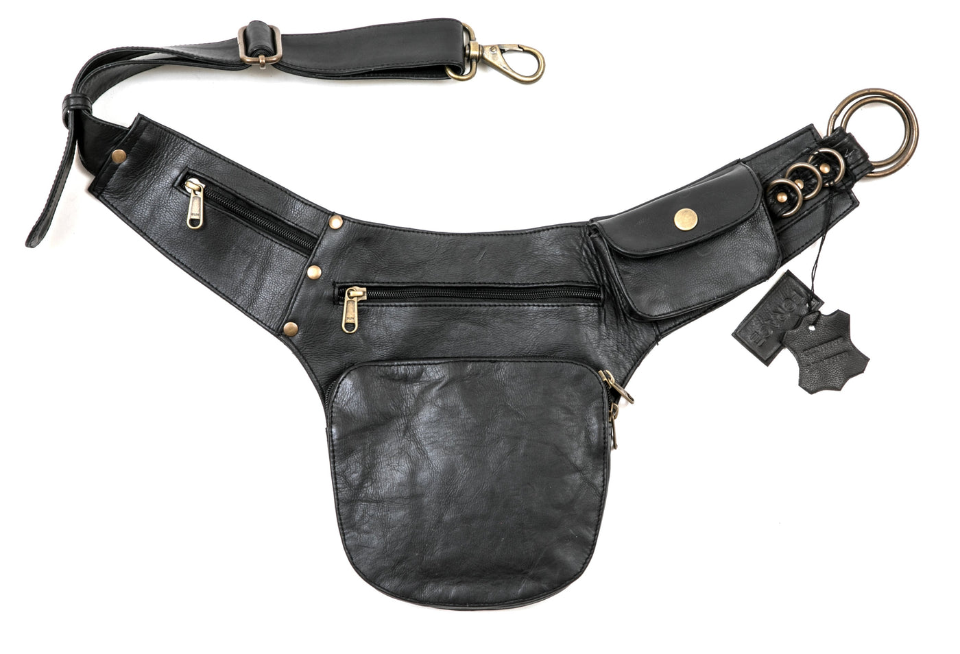 Leather Minimal Hip Bag - Black