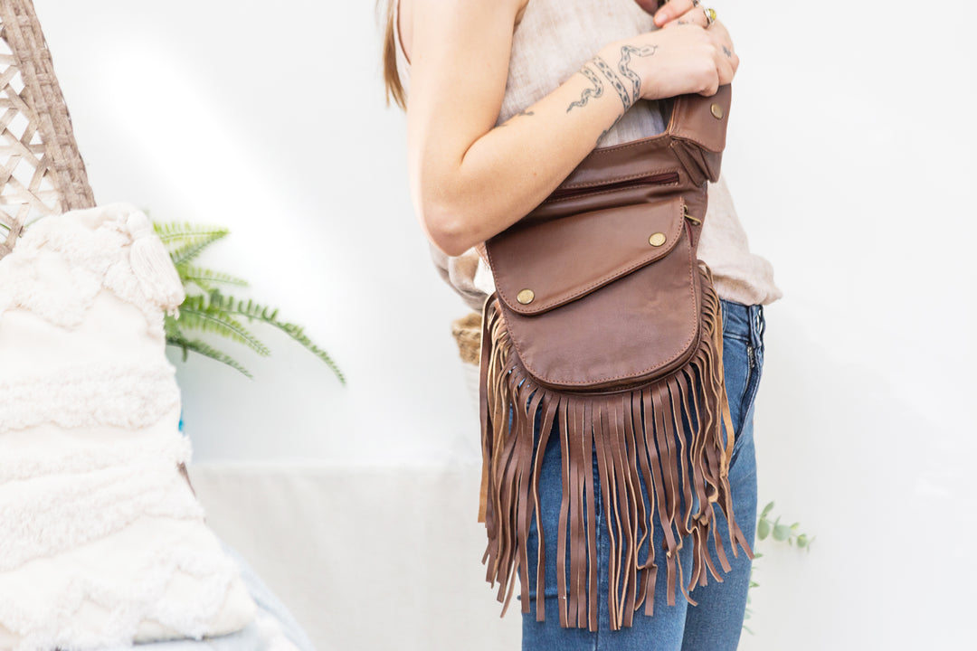 Leather Tassel Belt Cinnamon – ForageDesign
